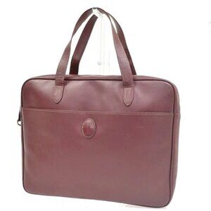 CARTIER Logo Must Line Shoulder Hand Bag Leather Red Burgundy Italy 67MA134